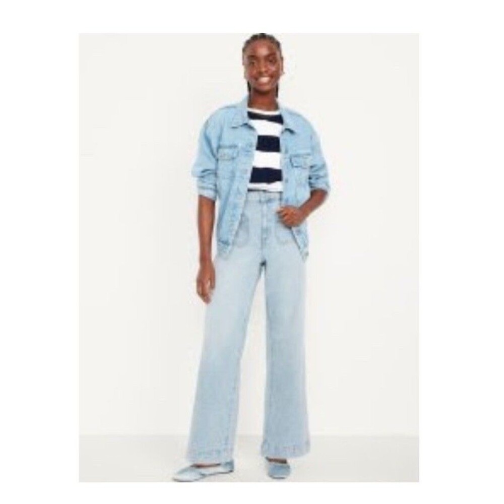 Old Navy Women's Plus Size Extra High-Waisted Mariner Wide-Leg Jeans Size 20 - Picture 2 of 8